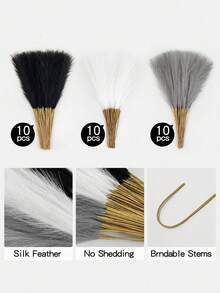 90/10/20/30 قطعة من نبات البامباس الاصطناعي، نبات اصطناعي، ديكور بوهيمي، ديكور منزلي، ديكور غرفة، حشوات للمزهريات، ديكورات زفاف، ديكورات عيد الميلاد، ديكورات ربيعية، مناسب لديكور الزفاف، خلفيات العروس، باقات الزهور، أساور الزهور، قوس الزفاف، ديكور الحفلات، تغليف الهدايا، أطباق الزهور المركزية - الأسود والأبيض والرمادي - مشاهدة 13