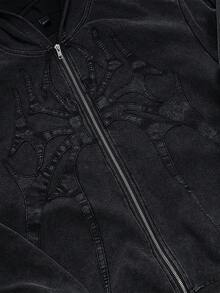 PAVTROS Manfinity Streetrush Men's Autumn Spider Pattern Zip-Up Hooded Casual Sweatshirt Gothic Zip Up Hoodie Graphic Zip Up Hoodie Black Zip Up Hoodie Men Zip Up Hoodie - Black - View 4