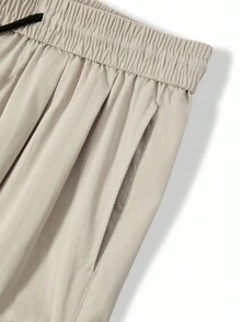 Manfinity Roghcode 秋季宽松男士翻盖口袋侧抽绳腰工装裤