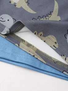 Toddler Boys' Dinosaur Cartoon Print Long Sleeve Bodysuit And Long Pants Set, Comfortable Soft Fabric Suitable For Baby Boy Casual Wear