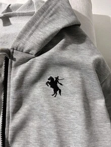 SHEIN 少女休闲简约纯色口袋拉链卫衣外套，适合所有季节秋冬季穿着。 - 灰色 - 查看 6