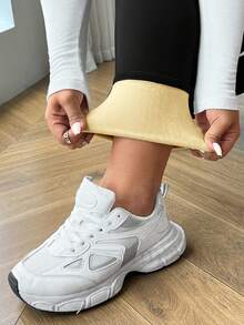 SHEIN EZwear Plus Size Women's High Waist Thick Warm Leggings For Autumn And Winter Thermal Yellow