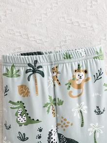 SHEIN 2 件套小男孩蜘蛛与超级英雄印花紧身圆领长袖 T 恤和柔软舒适睡裤，秋冬家居服套装 - 彩色 - 查看 7