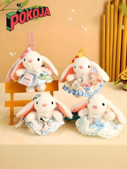 1PC Creative Fluffy Princess Dress Bunny Keychain Cute Cartoon Lop Ear Rabbit Doll Changeable Outfit Bag Charm Exquisite Gift For Women Girls Friends Birthday Valentine Christmas Party Kawaii Aesthetic Fashion Accessories