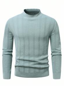 Manfinity Bizformal Men's Casual Solid Color Mock Neck Sweater Jumper , Old Money - Multicolor - View 1