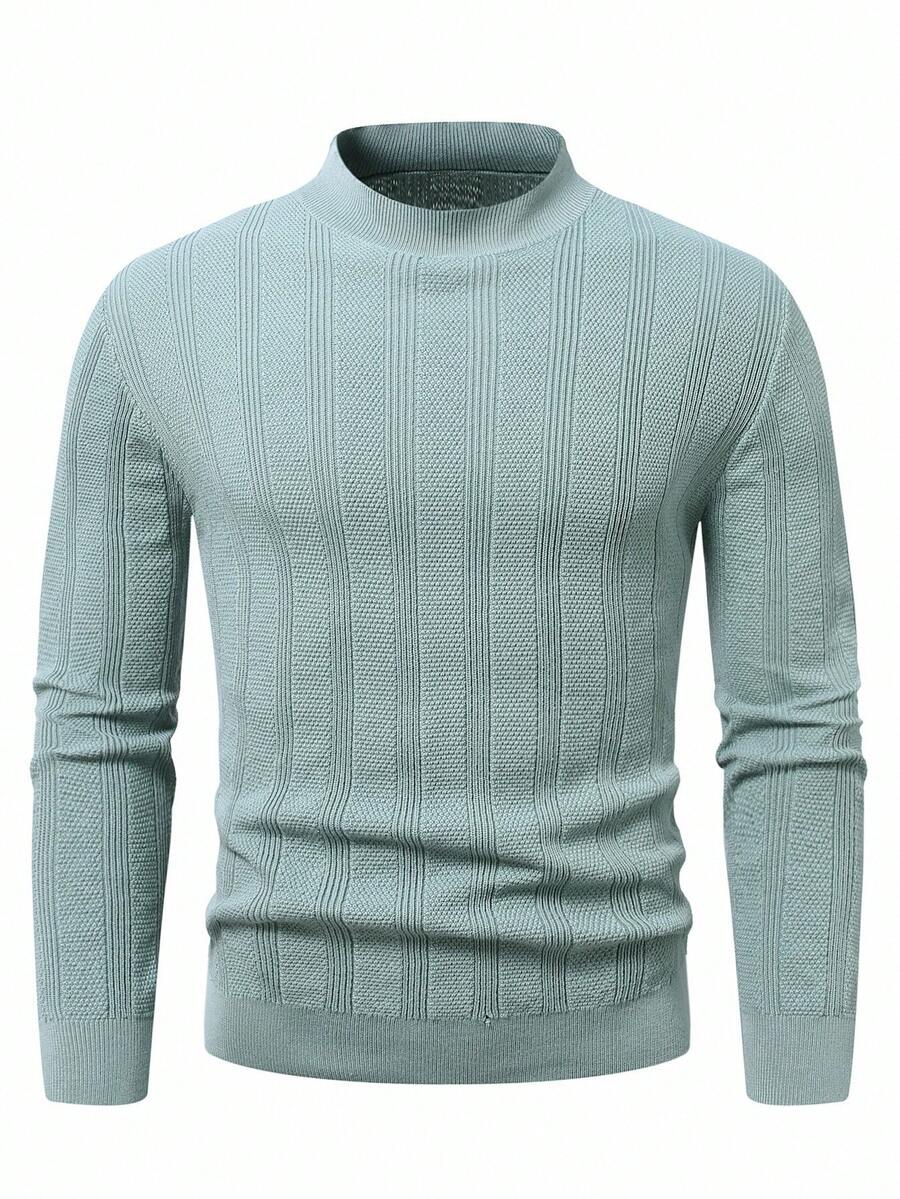 Manfinity Bizformal Men's Casual Solid Color Mock Neck Sweater Jumper , Old Money - Multicolor - View 1