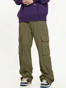 Chillumni Quần Cargo dáng rộng có túi bên hông dành cho nam, dành cho mùa thu - màu xanh lá - Xem 5