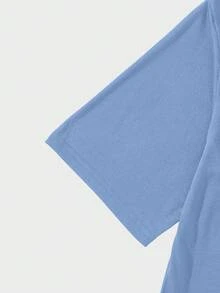 STEELVANCE 男士休闲宽松夏季印花圆领短袖T恤 - 藍色 - 查看 4