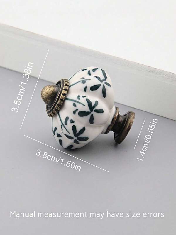 Zazumi 1pc Leaf Pattern Pumpkin Design Drawer Knob Ceramic Blue And White Porcelain Pumpkin Handle Classical Doorknob, Rama Comfort Home, Living Room Supplies, Bedroom Supplies, High-End Hotel Supplies, B&B Decor, Housewarming Gift