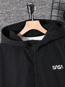 SHEIN 青少年男孩休闲舒适百搭拼色连帽衫，适合秋冬季 - 彩色 - 查看 5