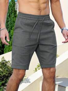 Manfinity Homme Herren einfarbige Lässig Shorts, geeignet für Sommer Herren Shorts, Lässig Herren Bekleidung, Herren Shorts, Herren Lässig Shorts, Lässig Shorts für Herren - Dunkelgrau - Übersicht 3
