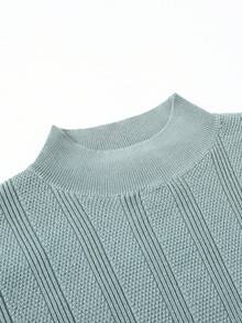 Manfinity Bizformal Men's Casual Solid Color Mock Neck Sweater Jumper , Old Money - Multicolor - View 3