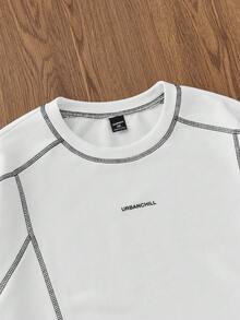 EASEVO Plus Size Men's Casual Contrast Stitching Round Neck Short Sleeve T-Shirt, Summer