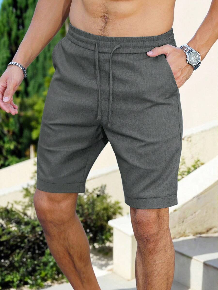 Manfinity Homme Herren einfarbige Lässig Shorts, geeignet für Sommer Herren Shorts, Lässig Herren Bekleidung, Herren Shorts, Herren Lässig Shorts, Lässig Shorts für Herren - Dunkelgrau - Übersicht 1