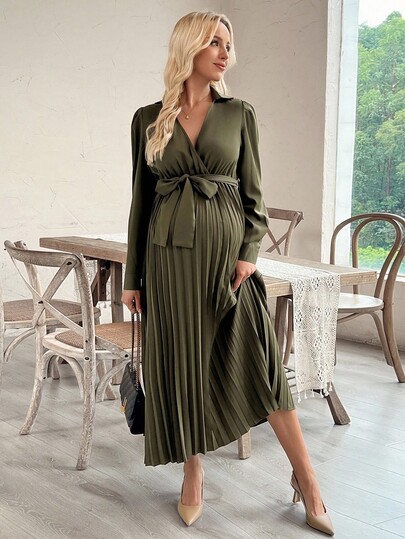 SHEIN Abito a balze con scollo a V incrociato e maniche lunghe