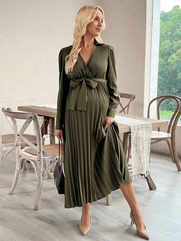 SHEIN Abito a balze con scollo a V incrociato e maniche lunghe