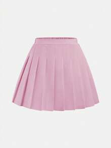 SHEIN Sparklyn 女童百褶高腰裙，内置安全短裤，二合一裙裤，四季百搭，可搭配衬衫、T恤、Polo衫、连帽衫、夹克