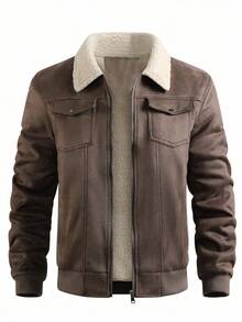 SHEIN Tween Boys' Casual Turndown Collar Zip-Up Long Sleeve Thermal Lined Winter Parka Jacket, Suitable For Commuting, School, Casual, Travel, Sports, Autumn/Winter, Black Winter Autumn Boys Boy Kids Boys Kids Boy Tween Boys Fall - Grey - View 4