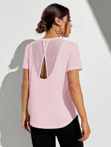 Sovereign Charm Regata Esportiva com Costas em Cruzado para Treino, Camiseta Feminina para Academia - Rosa chiclete - Visão 8