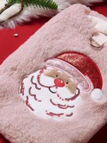 PETSIN 1pc Pet Clothing, Cute Embroidered Bearded Santa Claus Christmas Outfit, Autumn And Winter Thick Cotton Vest, Cat And Dog Clothing And Apparel - Pink - View 8