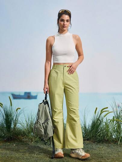 In My Nature Women's Plain High Waist Outdoor Hiking Long Pants ,Women's Fall & Winter Outdoor Pants