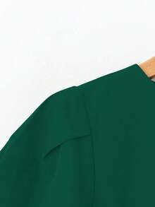 SHEIN Clasi Áo cánh tay phồng xếp ly phía trước thanh lịch, giản dị cỡ lớn dành cho nữ - màu xanh lá - Xem 5