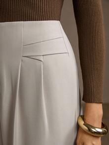 MOTF PREMIUM FOLD PLEATED STRAIGHT LEG SUIT PANTS - Grey - View 6