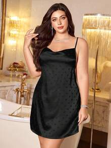 MuseNap CURVE Conjunto de camisola y bata de noche elegante con decoración de corazón jacquard, talla grande, color negro, para invierno - Negro - Ver 4