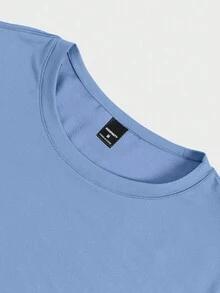 STEELVANCE 男士休闲宽松夏季印花圆领短袖T恤 - 藍色 - 查看 3