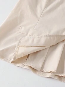 SHEIN Set de 2 piezas: Top de tirantes unicolor y pantalones de pierna ancha con decoración de dobladillo plisado, para chicas adolescentes, estilo elegante y holgado - Albaricoque - Ver 6