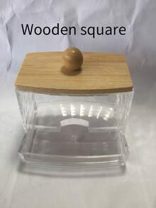 1pc/3pcs Transparent Acrylic Makeup Remover Pad Cleaning Swab Storage Box Desk Dressing Table Dustproof Toothpick Holder With Lid - Multicolor - View 13