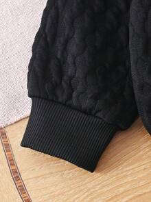 SHEIN Playful Pals 2pcs Baby Boy Letter Print Long Sleeve Sweatshirt And Cargo Pants Set - Black - View 4