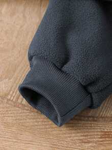 SHEIN Playful Pals 2 件装男婴字母印花长袖拉链运动衫和休闲运动裤套装，休闲秋季服装