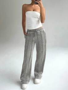 FavEase 女士抽繩腰袋慢跑褲 - 灰色 - 查看 6