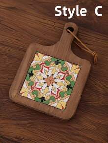 Cirelle Solid Wood Tile Pattern Heat Resistant Coasters - Vintage Kitchen & Dining Table Mats For Hot Pots, Pans, Cups, High Heat Protection Handmade Home Decor Gift - Multicolor - View 11