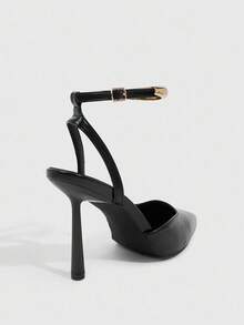 CUCCOO SZL Women's Fashionable Pointed Toe Strappy Stiletto Heel Pumps, Versatile For Work, Date, Party - Black - View 3