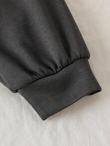 Sparklyn 2 sztuki/zestaw bluza z długim rękawem i kołnierzykiem koszulowym dla młodych dziewcząt, w kolorze szarym, z elastycznym pasem i szerokimi nogawkami, dopasowany krój, styl casualowy, wiosna/jesień