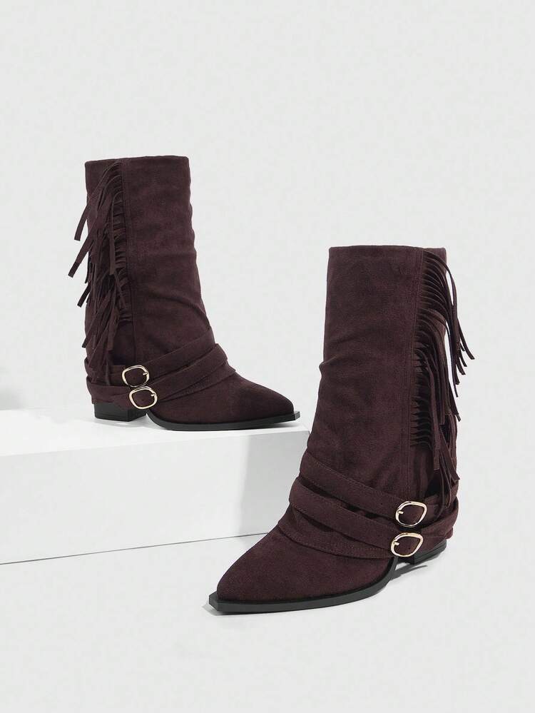 CUCCOO SZL Cuccoo Pointed Toe Thigh High Chunky Heel Tall Boots, Sexy Riding Boots For Women