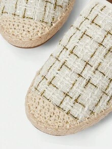Styleloop Giày lười vải lanh đế mềm, mũi tròn, chất liệu vải bạt thoáng khí, thoáng khí, thích hợp cho Giáng sinh, Halloween, lễ hội âm nhạc, mùa thu - Màu be - Xem 5