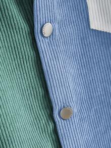 EASEVO Men's Plus Size Long Sleeve Contrast Color Patchwork Corduroy Shacket, Fall Winter - Multicolor - View 2