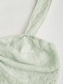 Sweetra Cropped Tube Top With Bowknot Textured Print