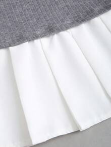 Sweetra Váy ngắn thêu họa tiết cổ áo sơ mi phong cách sinh viên giản dị mùa thu/đông dành cho nữ - Xám - Xem 6