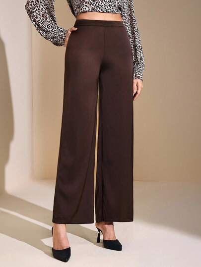 JIAN LASALA Mid Waist Wide-Leg Women Solid Pants Autumn Winter Casual Wear New Year Outfits Wedding Guest Luxury Stylish Clothing Collection