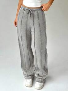 FavEase 女士抽繩腰袋慢跑褲 - 灰色 - 查看 5