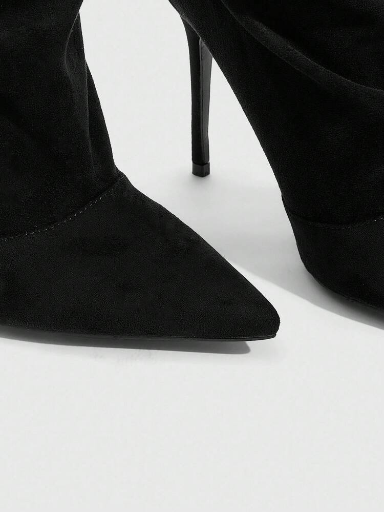 CUCCOO SZL Women's Fashion Pointed Toe Ruched Thigh High Boots, Stiletto Heel, Suitable For Dates And Parties For Christmas Spring Shoes