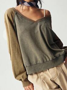 Bohemela Áo nỉ nữ cổ chữ V tay dài rộng lưng khoét sâu phong cách Boho thường ngày mùa thu/đông - Nhiều màu - Xem 5