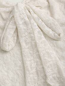 Sweetra 蝴蝶结纹理印花短款抹胸 - 杏色 - 查看 4