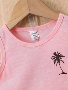 SHEIN Baby Boy Coconut Tree Print Tank Top & Shorts