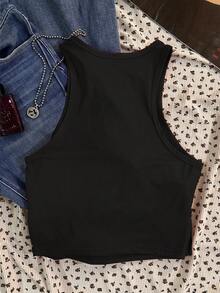 Attitoon 休闲街头朋克暗黑骷髅图案圆领紧身女式背心，夏季万圣节 - 白色 - 查看 2