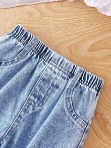 SHEIN Playful Pals 2pcs Baby Boy Letter Print Long Sleeve Sweatshirt And Cargo Pants Set - Black - View 5